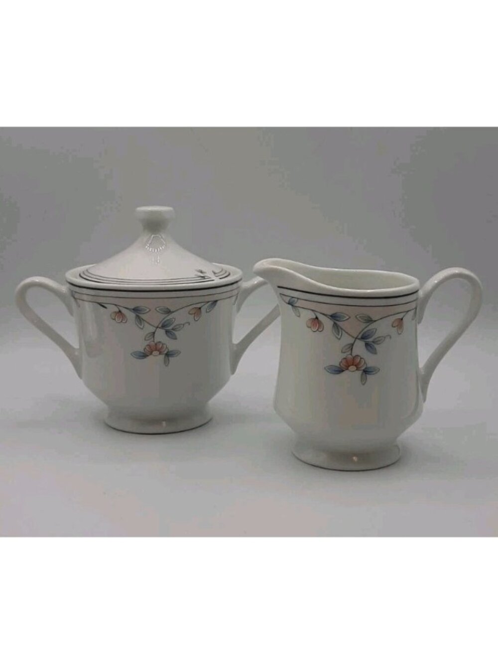 Vintage Princess House Heritage Blossom Sugar Bowl and Creamer Porcelain